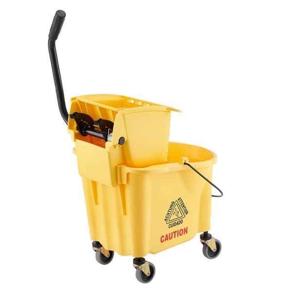 Moppespand med wringer, 26 Qt. Professionel gulvrengøringsløsning med sidepresser på hjul til effektiv rensning af kommercielle lokaler.
