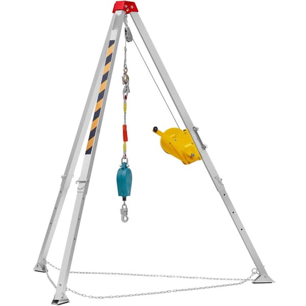 Stativsæt til trange rum: 2600 lbs spil, 8' ben, 98' kabel, faldbeskyttelse 32,8', sele og taske til redning.