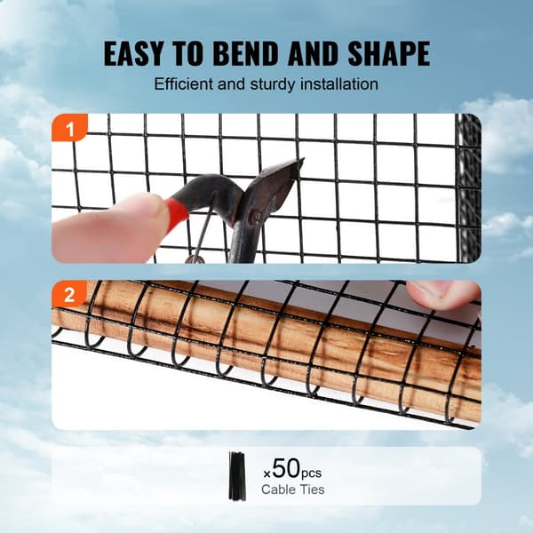 8 tommer x 100 fod solpanelbeskyttelse, Critter Guard rulle, rustsikker PVC, inkl. 50 dækledninger, 1/2 tomme tråd.