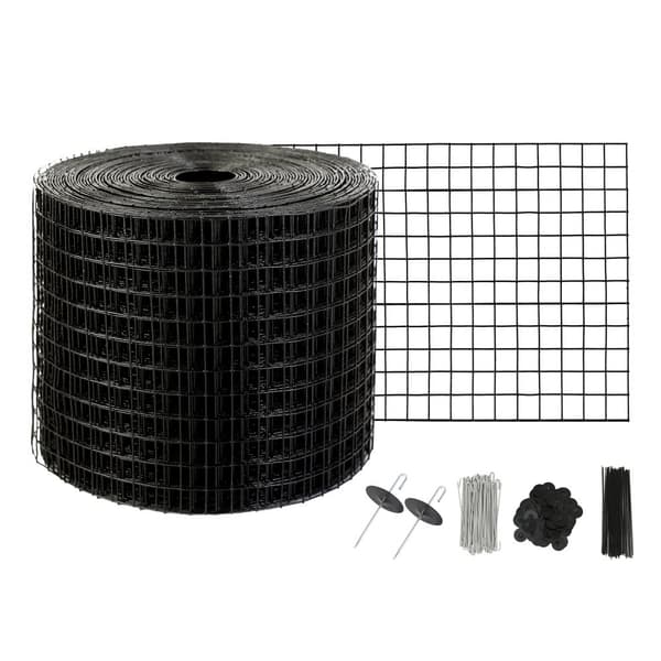 6 tommer x 50 fod solpanel fuglebeskytter, Critter Guard sæt med 50 aluminiumsfæstninger, rustfri PVC-belægning, 1/2" tråd.