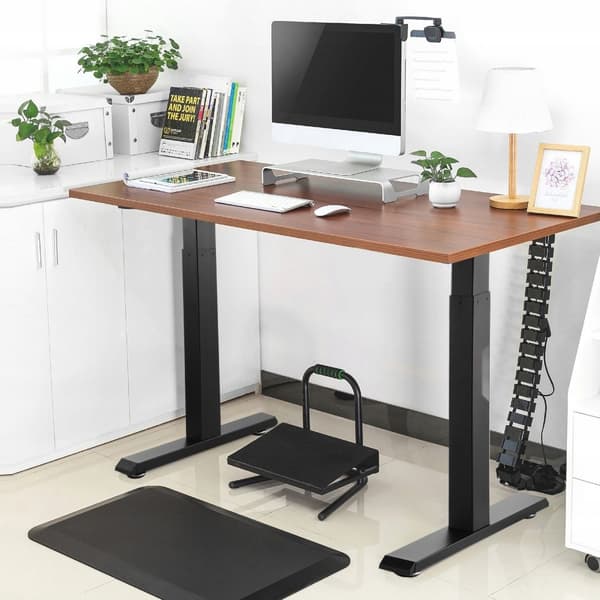 Elektrisk hæve/sænke skrivebordsramme med dobbeltmotor, justerbar 70-117 cm, sort finish.