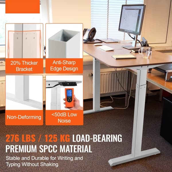 Stående skrivebordsramme med dual motor, justerbar højde 70-117 cm & længde 110-178 cm. Ergonomisk design til hjemmekontor (hvid).