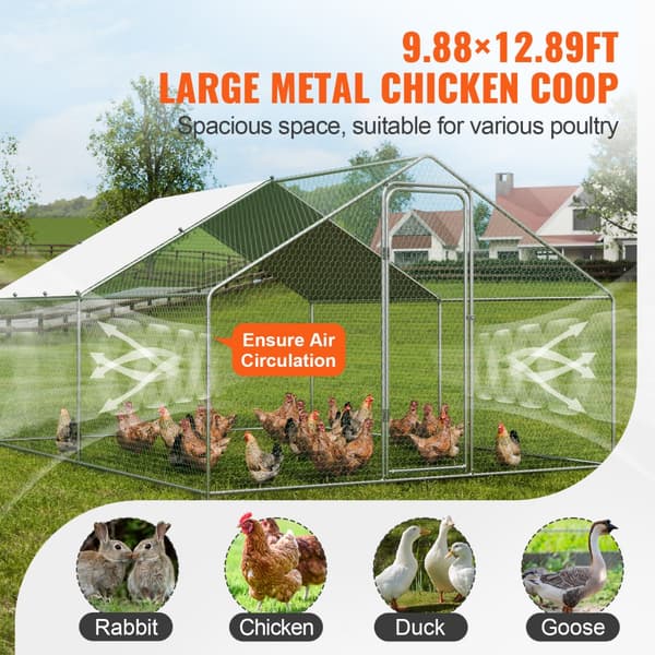 Metal hønsegård med vandtæt dæksel, Walk-in design, 9,8x13x6,5 fod - perfekt til dine kyllinger!