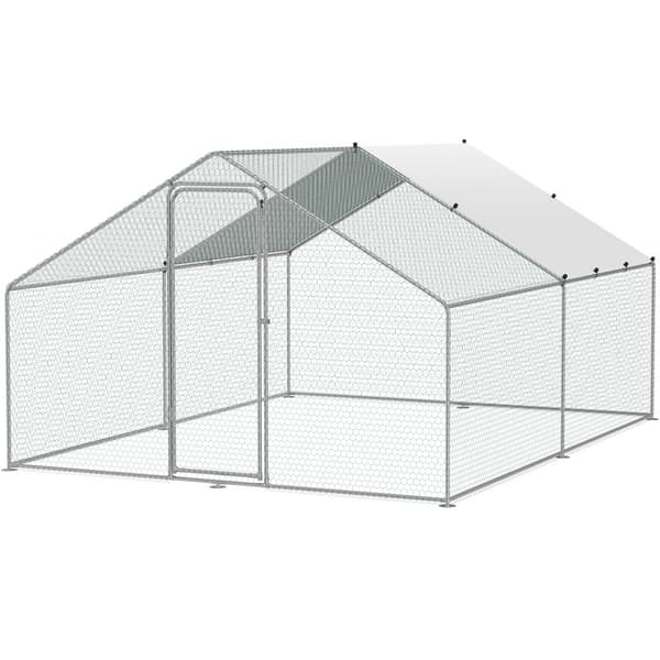 Metal hønsegård med vandtæt dæksel, Walk-in design, 9,8x13x6,5 fod - perfekt til dine kyllinger!