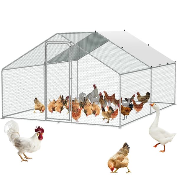 Metal hønsegård med vandtæt dæksel, Walk-in design, 9,8x13x6,5 fod - perfekt til dine kyllinger!