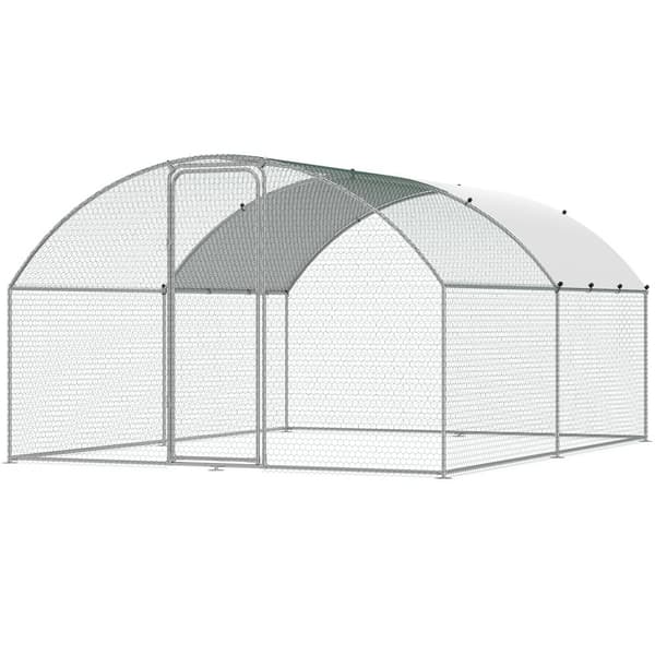 Iso metallinen kanala, 9,8 x 12,9 x 6,5 ft kävelykanatarha pihalle, vedenpitävällä katolla ja turvalukolla.