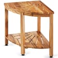 Miniatyrbillede 1 af 9: Hjørne teak brusebænk, 18,5" højde, 15,5" radius. 100% skimmelbestandigt teaktræ. Bæreevne: 500 LBS. Perfekt til badeværelse og udendørs brug.