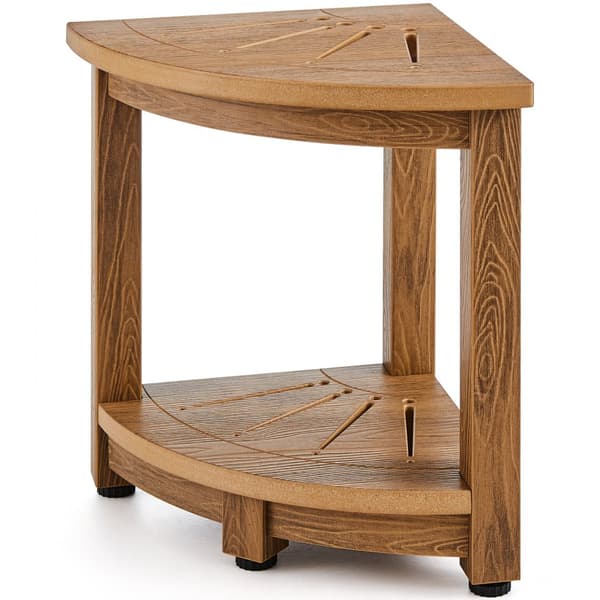 Hjørne brusebænk i polystyren, 16,5" høj, 12,8" radius. Vandtæt og robust opbevaringshylde til brusestol - perfekt til badeværelse og udendørs brug.