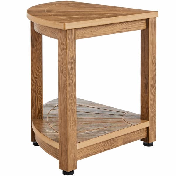 Hörnduschbänk 18,5" H 17,75" Radie, Faux Wood Grain Polystyren, 350 LBS, Vattentät Duschpall för Badrum och Utedusch.