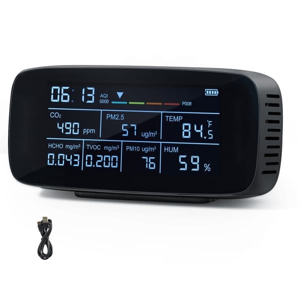 9-IN-1 ilmanlaatumonitori: CO2-ilmaisin, PM1.0/2.5/10, HCHO & TVOC-testeri, paranna sisäilmaa!