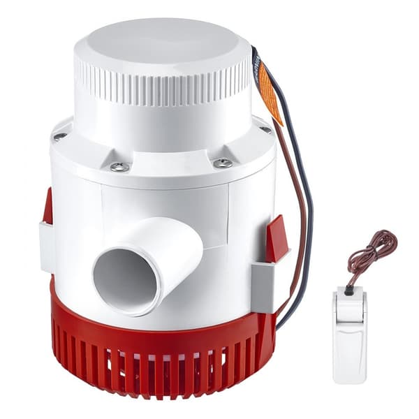 Länspump 3000GPH 12V automatisk dränkbar med flottör, 1,6" utloppsdiameter för båt, dammar och källare.