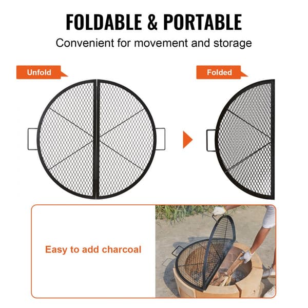 X-Marks Fire Pit -taitettava grilli, kestävä teräksinen BBQ-teline, 36" musta, täydellinen ulkoilmakäyttöön.
