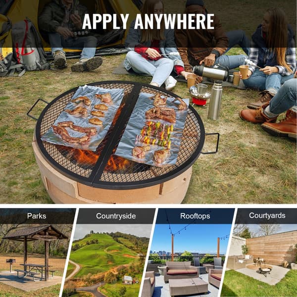 X-Marks Fire Pit -taitettava grilli, kestävä teräksinen BBQ-teline, 36" musta, täydellinen ulkoilmakäyttöön.