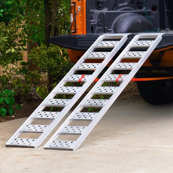 Aluminiumramper, 1250 lbs, rak ramp med slitbanor & lastremmar, bärbar för motorcyklar, ATV, lastbilar, 78"L x 12"W.