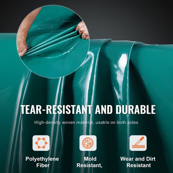 Vedenpitävä Heavy Duty PVC-suojapeite 16,5 x 29,5 ft läpivientikumeilla. Kestävä ja luotettava suoja!