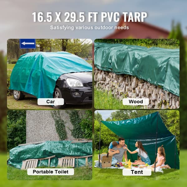 Vedenpitävä Heavy Duty PVC-suojapeite 16,5 x 29,5 ft läpivientikumeilla. Kestävä ja luotettava suoja!