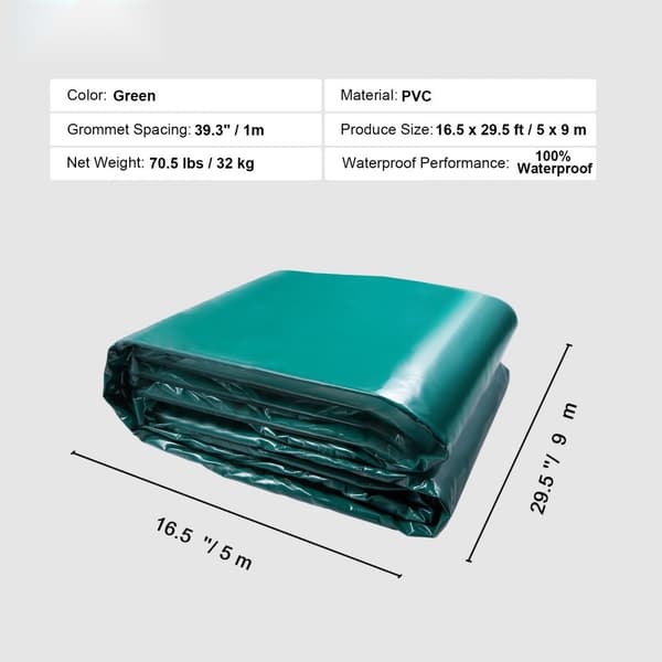 Vedenpitävä Heavy Duty PVC-suojapeite 16,5 x 29,5 ft läpivientikumeilla. Kestävä ja luotettava suoja!