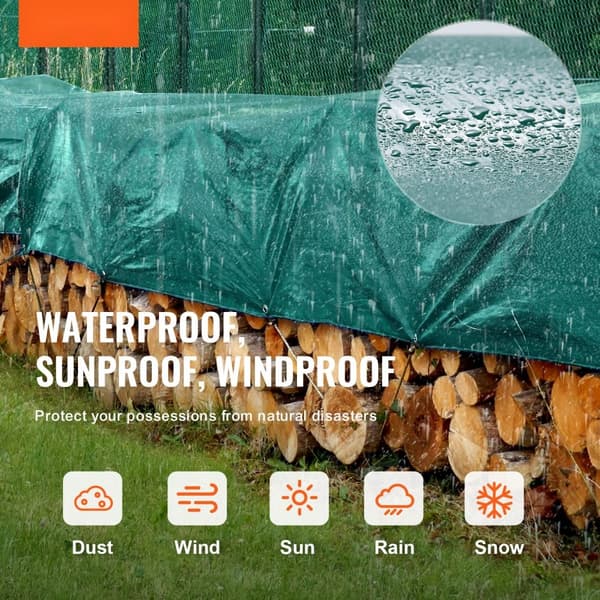 Vedenpitävä Heavy Duty PVC-suojapeite 16,5 x 29,5 ft läpivientikumeilla. Kestävä ja luotettava suoja!