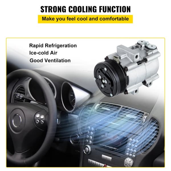 A/C-kompressor og kobling til CO 101290C (4L3Z19703AB) til Ford Lincoln Mercury 93–07, motorer 4,2 l, 4,6 l, 5,4 l, 6,8 l.