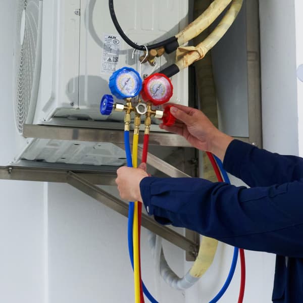 3-vejs AC-diagnosemanifold sæt til R134A, R22, R12, R502 kølemidler. Inkl. 5 ft slanger og koblinger - ideelt til bil A/C vedligeholdelse.
