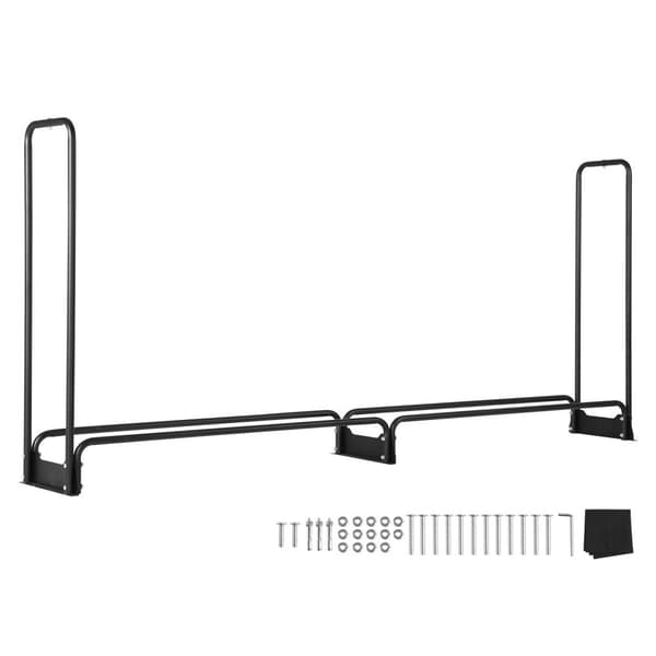 8,5 FT udendørs brændestativ med låg, 102x14,2x46,1 tommer. Robust holder & 600D vandtæt dæksel til pejs og gårdhave. Ideel til brænde.