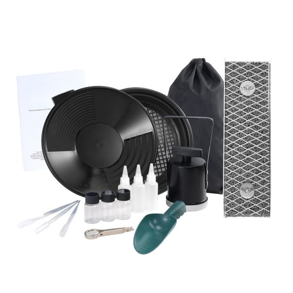 Guldpaning Kit med Mini Sluice Box, 12" Aluminium Gruvutrustning, 16 Delar Guldprospekteringskit och tillbehör.