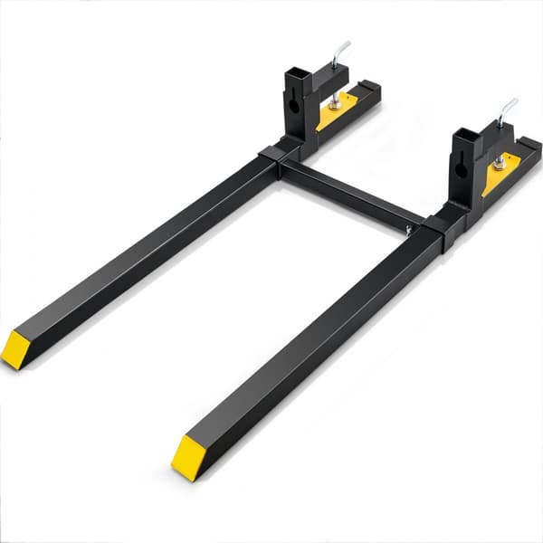 Pallegafler 2000 lbs til traktorer, 60" længde med justerbar stabilisator. Stærke gafler til traktortilbehør, skridstyring og læsserspand.