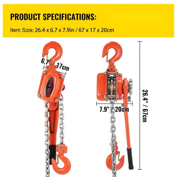 3T Chain Hoist manuaalinen vipuketjunostin 6M, 6600 lbs, 20 jalkaa. Liity vetopyörän hihnapyörään autotallissa!