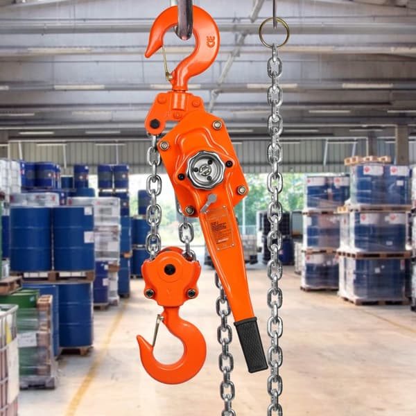 Manuel kædetalje, 6 ton (13200 lbs) kapacitet, 20 ft. G80 galvaniseret stål, med dobbeltbremse og 360° rotationskrog til garage.