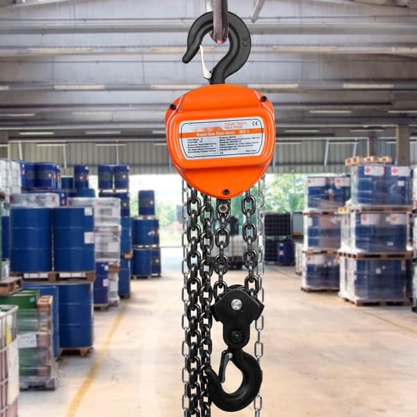 Manuel kædetalje, 3 ton (6600 lbs), 10 FT kapacitet. G80 galvaniseret stål, dobbelt-bremse, automatisk kædeføring, 360° rotationskrog