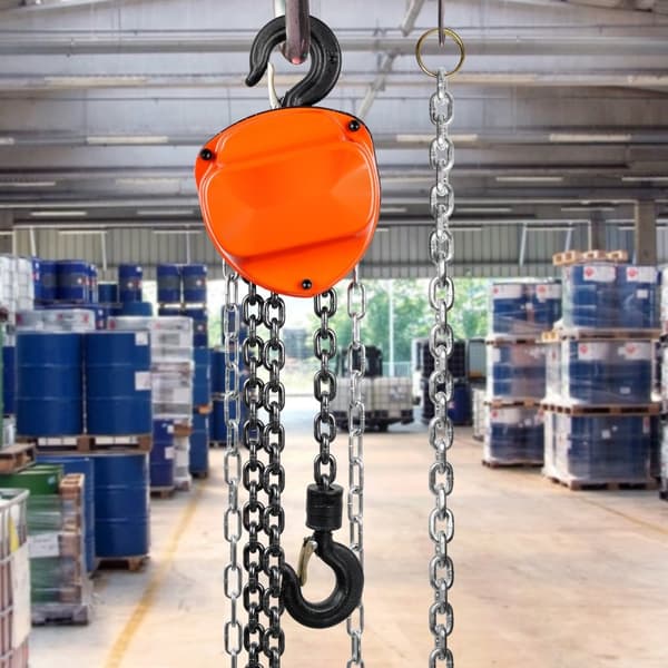 Manuel kædetalje, 1 ton (2200 lbs) kapacitet, 10 FT. G80 galvaniseret stål, dobbelt bremse, automatisk kædeføring og 360° rotationskrog
