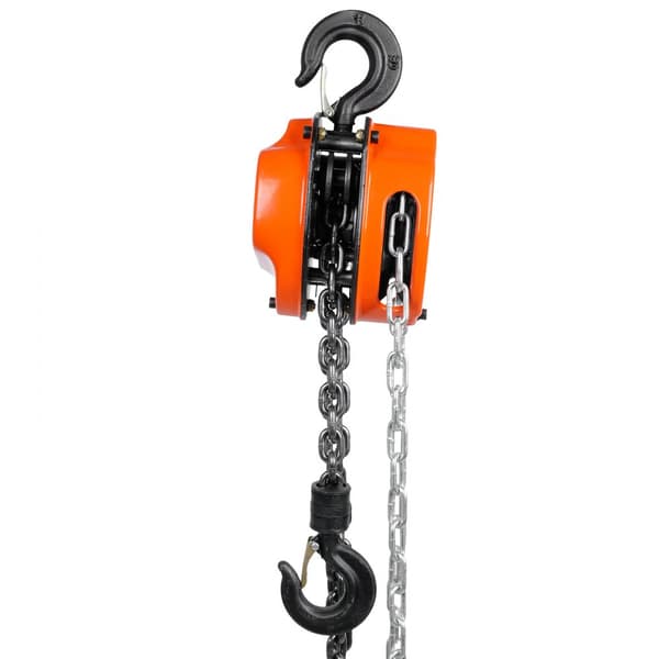 Manuel kædetalje, 1 ton (2200 lbs) kapacitet, 10 FT. G80 galvaniseret stål, dobbelt bremse, automatisk kædeføring og 360° rotationskrog
