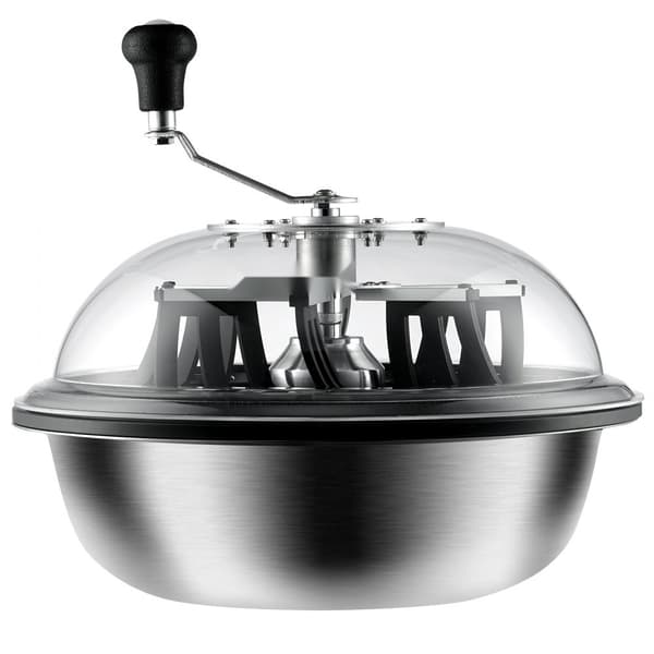 Leaf Bowl -leikkuri, 16" trimmerikulho, käsikäyttöinen ruostumattomasta teräksestä, selkeä näkyvyys ja kokoontaitettava yrttiteline.