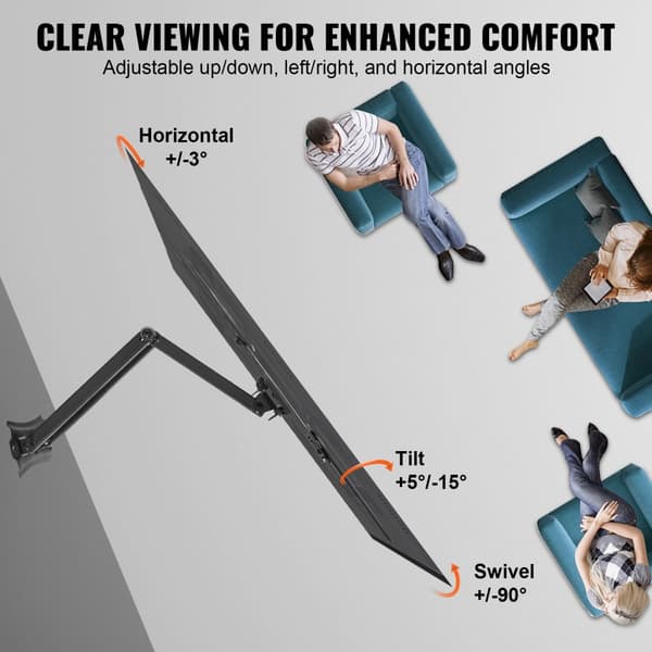 Fuld bevægelse TV-montering til de fleste 26-55 tommer tv med justerbare arme. Ideel til optimal visning!
