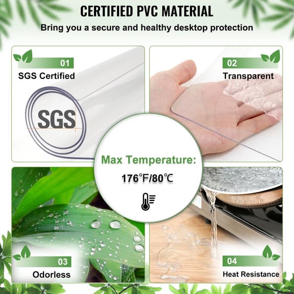 1,5 mm PVC Bordsduk 107 x 213 cm Transparent Bordsmatta Bra Bordsöverdrag