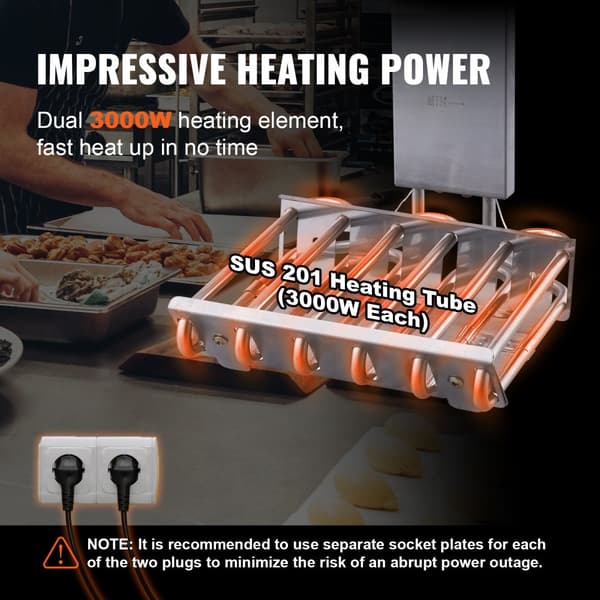 Kommersiell elektrisk fritös med bänkskiva och dubbla tankar, 6000W. Perfekt för effektiv matlagning!