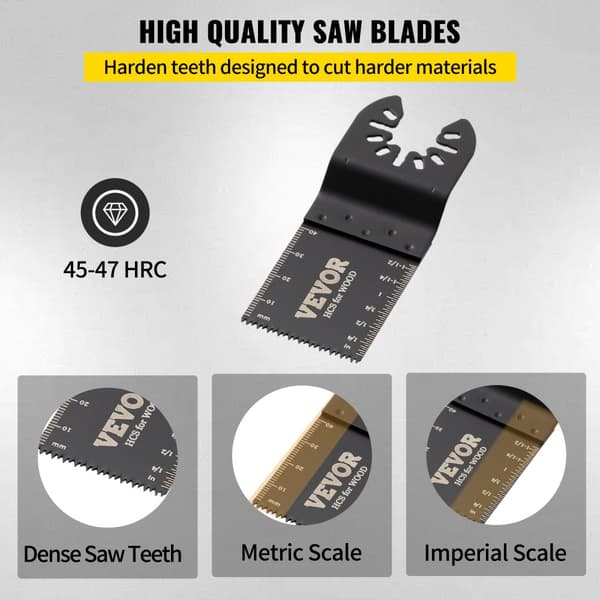 100 STK Oscillerende savklinger, Hurtigudløsnings multitool blade kit, HCS værktøjsklinger til træ, plast og metal. Kompatibel med topmærker.