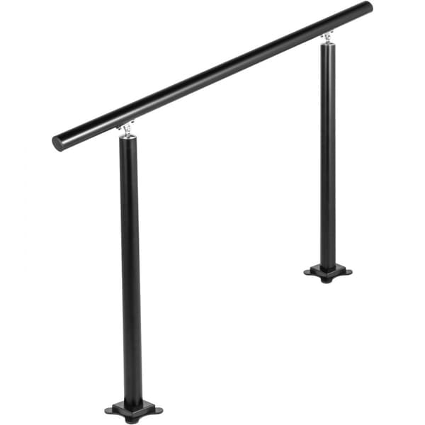 Udendørs trappegelænder, sort aluminium, 4 fod, 34 tommer, justerbart fra 0-60 grader - ideelt til haven og trapper.