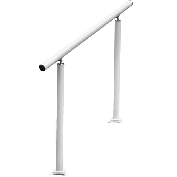 Ledstång utomhustrappa, 4 fot, 34 tum, justerbart 0-60° vit aluminiumtrappräcke för trädgård och säkerhet.