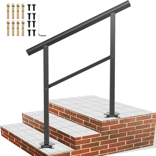 Utomhusräcke 165LBS, aluminiumtrappräcke 36x35", trapphandledare för 2-3 steg, passar övergångsområde 0-50°.