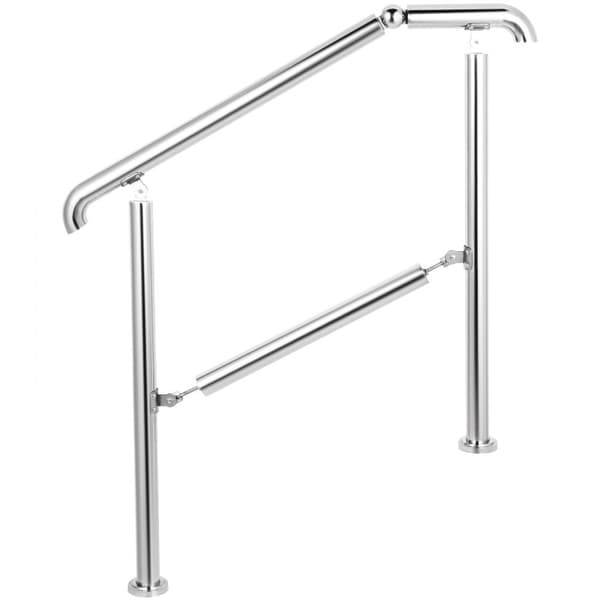 Viiden portaan ruostumaton teräksinen siirtymäkaide, säädettävä porraskaide, 220 lb kapasiteetti, DIY asennussarja.