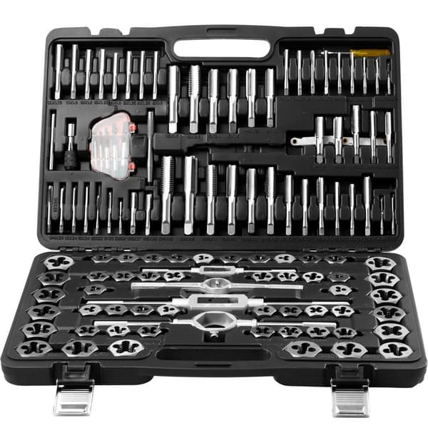 Tap och Die Set, 116 delar, metrisk och SAE, lagerstål, gängverktyg för externa/invändiga gängor, med tillbehör och väska.