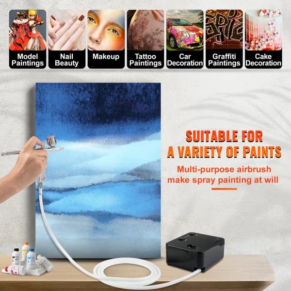 Airbrush Kit, Portabel Airbrush-set med kompressor, Multi-purpose Dual-action Gravity Feed Airbrushes för konst och dekoration.