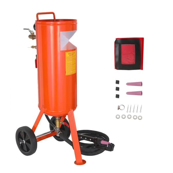 10 Gallon Tungt Sandblæser 60-110 PSI med 2 Dysser og 7,5 fod Slange - Effektivt værktøj til reparation og rengøring.