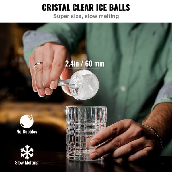 Iskula Maker, Kristallklar Iskula 2,36 tum med förvaringspåse och isklämma, rund klar iskub för whisky och cocktails.