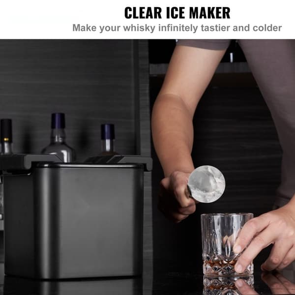 Iskula Maker, Kristallklar Iskula 2,36 tum med förvaringspåse och isklämma, rund klar iskub för whisky och cocktails.