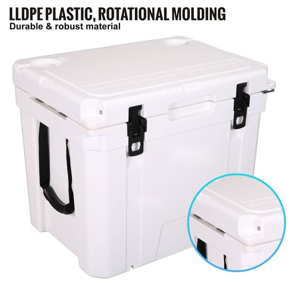 Isoleret bærbar køler, 45 qt. Opbevares 45 dåser. Holder is i op til 6 dage - perfekt til camping, strand og piknik!
