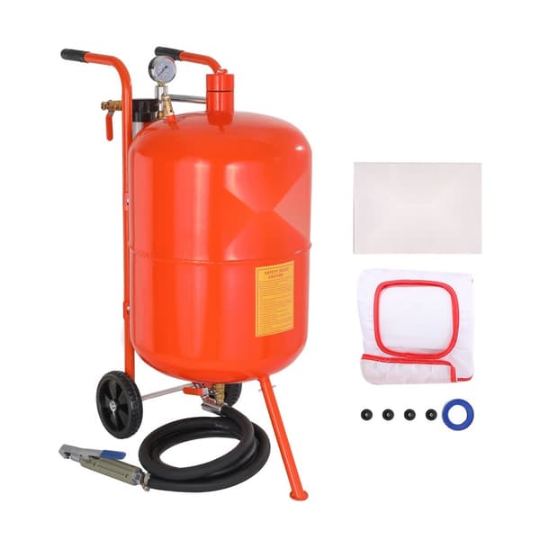 20 gallons højtrykssandblæser 60-110 PSI med 4 dyser, ideel til effektiv sandblæsning.