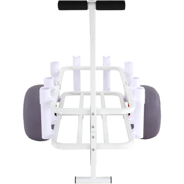 Strandfiskevogn med 300 lbs belastning, to 13" PU-dæk, aluminiumsramme, 8 stangholdere - perfekt til fiskeri og picnic ved stranden.