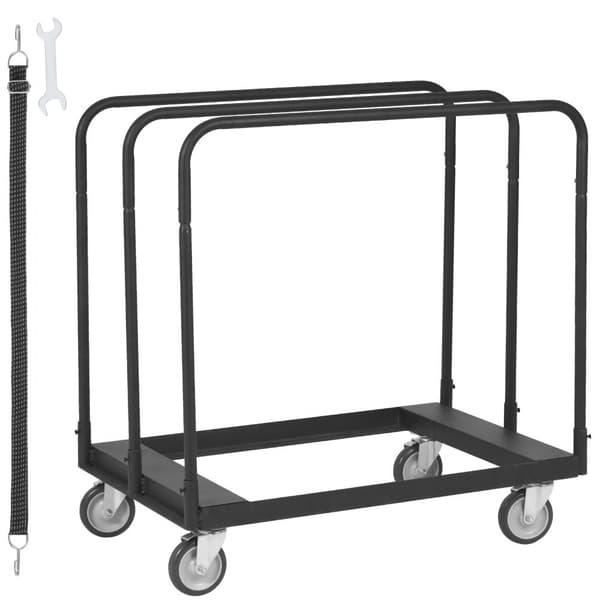 Gipsvægsvogn, 1500 LBS panelvogn med 36", praktiske 5" hjul, til håndtering af gipsplader og vægpaneler - perfekt til garage og hjem.